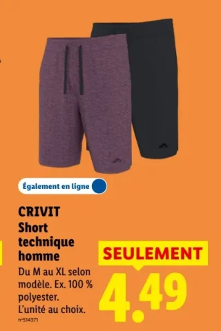 CRIVIT Short technique homme