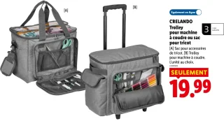 CRELANDO Trolley pour machine à coudre ou sac pour tricot