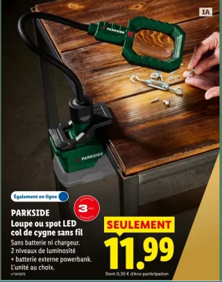 Parkside Loupe ou spot LED col de cygne sans fil