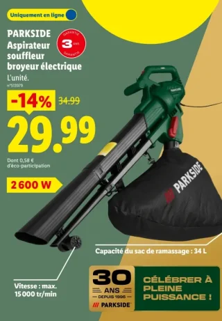 PARKSIDE Aspirateur souffleur broyeur électrique