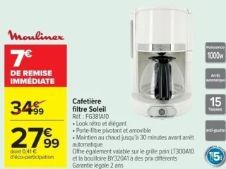 Cafetière filtre Soleil Moulinex FG381A10