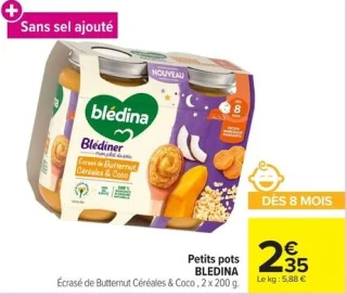 Petits pots BLEDINA Écrasé de Butternut Céréales & Coco