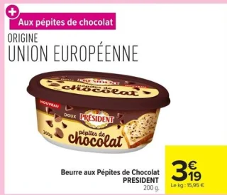 Beurre aux Pépites de Chocolat PRESIDENT
