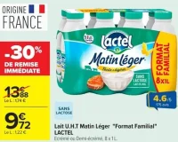 Lait U.H.T Matin Léger "Format Familial" LACTEL