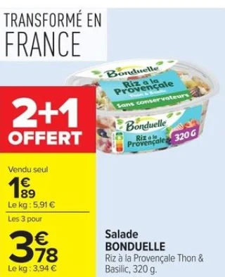Salade BONDUELLE Riz à la Provençale Thon & Basilic