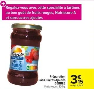 Préparation Sans Sucres Ajoutés GERBLE Fruits rouges