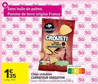 Chips ondulées CARREFOUR SENSATION saveur hot sauce