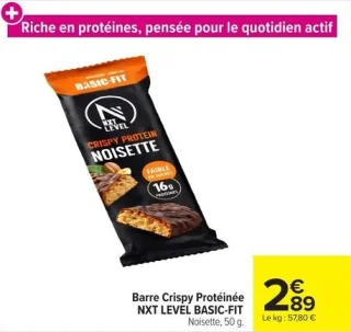 Barre Crispy Protéinée NXT LEVEL BASIC-FIT Noisette