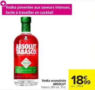 Vodka aromatisée ABSOLUT Tabasco, 38% vol.