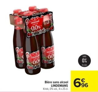 Bière sans alcool LINDEMANS Kriek, 0% vol.