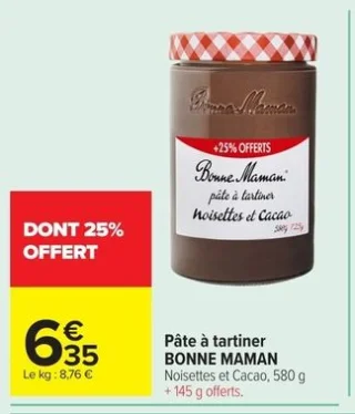 Pâte à tartiner BONNE MAMAN Noisettes et Cacao