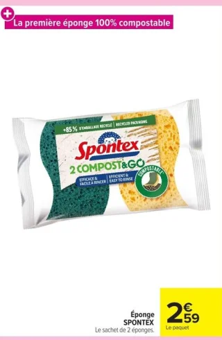 Éponge Spontex 2 COMPOST&GO