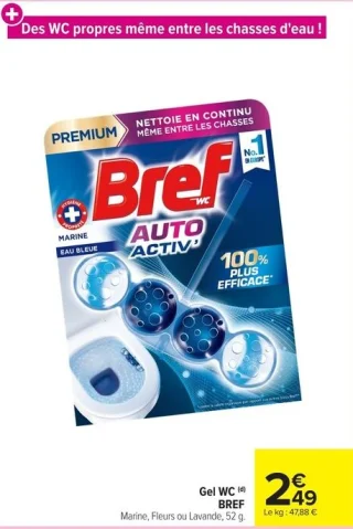 Gel WC Bref Marine, Fleurs ou Lavande
