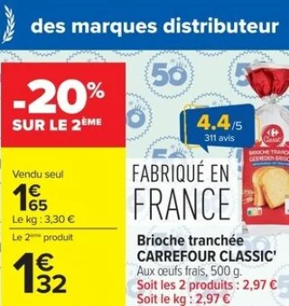 Brioche tranchée CARREFOUR CLASSIC' Aux oeufs frais