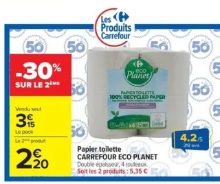 Papier toilette CARREFOUR ECO PLANET