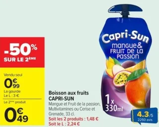 Boisson aux fruits CAPRI-SUN Mangue et Fruit de la passion, Multivitamines ou Cerise et Grenade