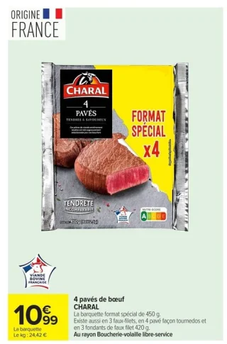 4 pavés de bœuf CHARAL