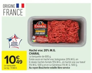 Haché vrac 20% M.G. CHARAL