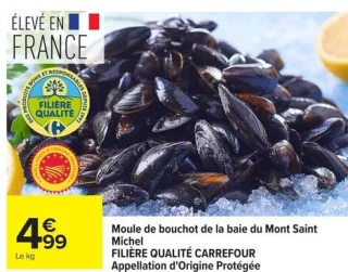 Moule de bouchot de la baie du Mont Saint Michel FILIÈRE QUALITÉ CARREFOUR