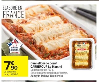 Cannelloni de bœuf CARREFOUR Le Marché