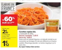 Carottes rapées bio.