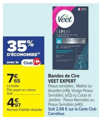 Bandes de Cire VEET EXPERT Peaux sensibles