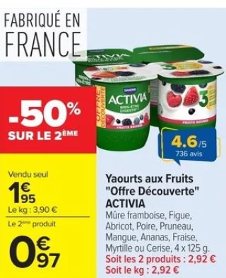 Yaourts aux Fruits "Offre Découverte" Activia