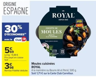 Moules cuisinées ROYAL