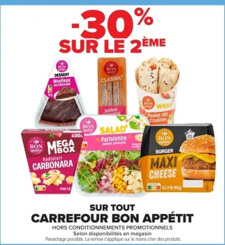 Salades, wraps et plats préparés Carrefour Bon Appétit