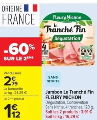 Jambon Le Tranché Fin FLEURY MICHON