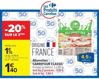 Allumettes CARREFOUR CLASSIC' Fumées ou Nature