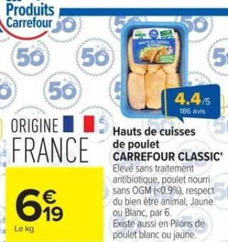 Hauts de cuisses de poulet CARREFOUR CLASSIC'
