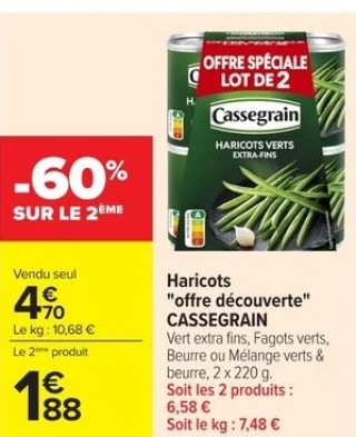 Haricots "offre découverte" CASSEGRAIN