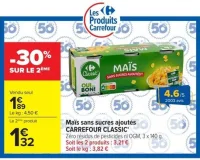 Maïs sans sucres ajoutés CARREFOUR CLASSIC