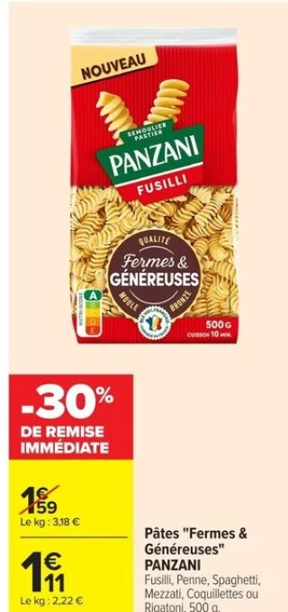 Pâtes "Fermes & Généreuses" PANZANI