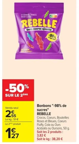 Bonbons -98% de sucres REBELLE