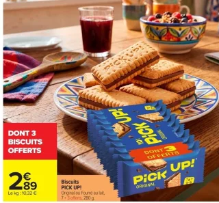 Biscuits PICK UP! Original ou Fourré au lait