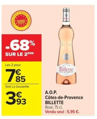 A.O.P. Côtes-de-Provence Billette Rosé