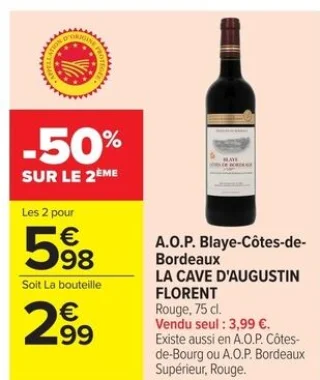 A.O.P. Blaye-Côtes-de-Bordeaux La Cave d'Augustin Florent