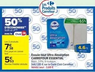 Essuie-tout Ultra Absorption CARREFOUR ESSENTIAL