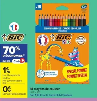 BIC Kids 18 crayons de couleur Evolution