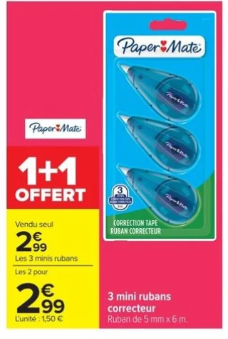 Paper Mate 3 mini rubans correcteur