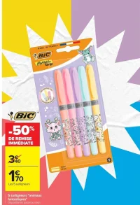 BIC Highlighter Grip 5 surligneurs "animaux fantastiques"