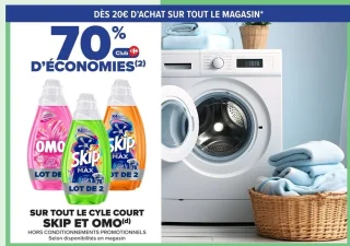 Lessive liquide Skip et Omo