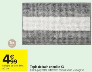 Tapis de bain chenille XL Tex Home