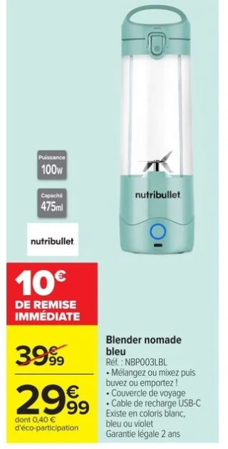 Blender nomade bleu Nutribullet