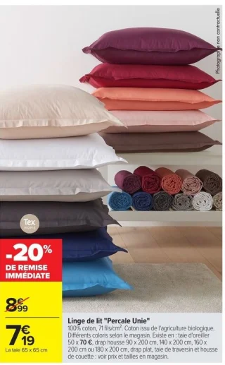 Linge de lit "Percale Unie" Tex Home