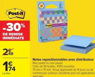 Notes repositionnables avec distributeur Post-it