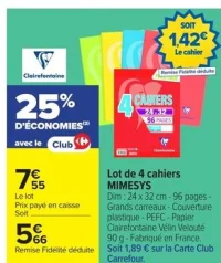 Lot de 4 cahiers MIMESYS Clairefontaine