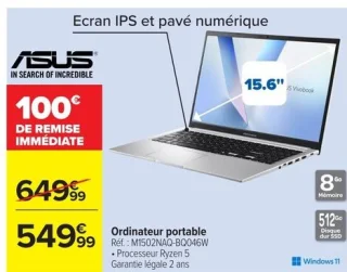 Ordinateur portable ASUS Réf. : M1502NAQ-BQ046W